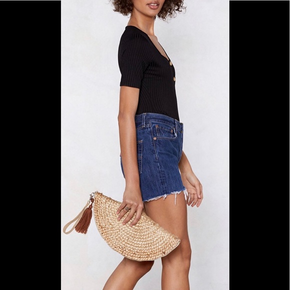 NWT Fashionable Raffia Clutch / Wristlet - Picture 9 of 9